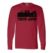 Inktastic Tokyo Japan City Skyline with Grunge Long Sleeve T-Shirt