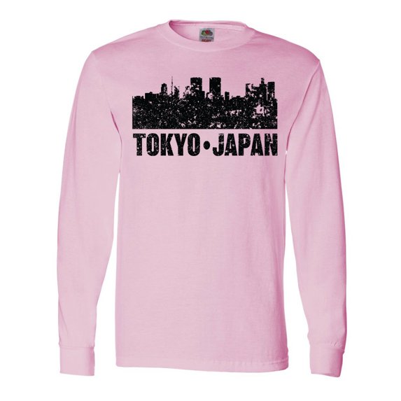 Inktastic Tokyo Japan City Skyline with Grunge Long Sleeve T-Shirt