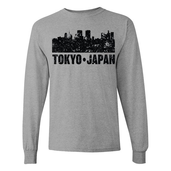 Inktastic Tokyo Japan City Skyline with Grunge Long Sleeve T-Shirt