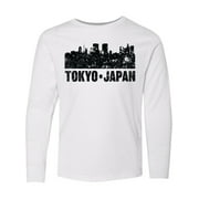 Inktastic Tokyo Japan City Skyline with Grunge Long Sleeve Youth T-Shirt
