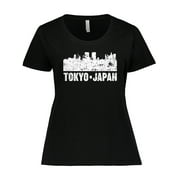 Inktastic Tokyo Japan City Skyline with Grunge Women's Plus Size T-Shirt