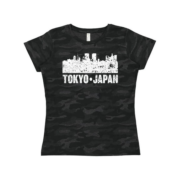 Inktastic Tokyo Japan City Skyline with Grunge Women's T-Shirt