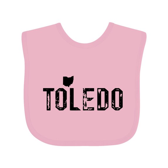 Inktastic Toledo, Ohio Distressed Font Boys or Girls Baby Bib
