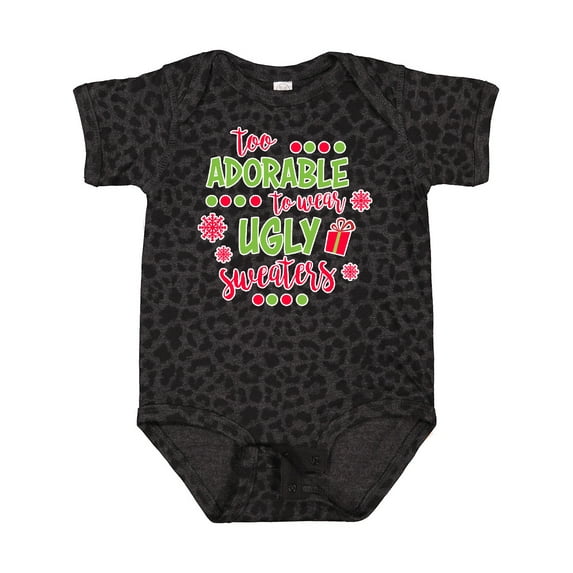 Inktastic Too Adorable to Wear Ugly Sweaters Boys or Girls Baby Bodysuit