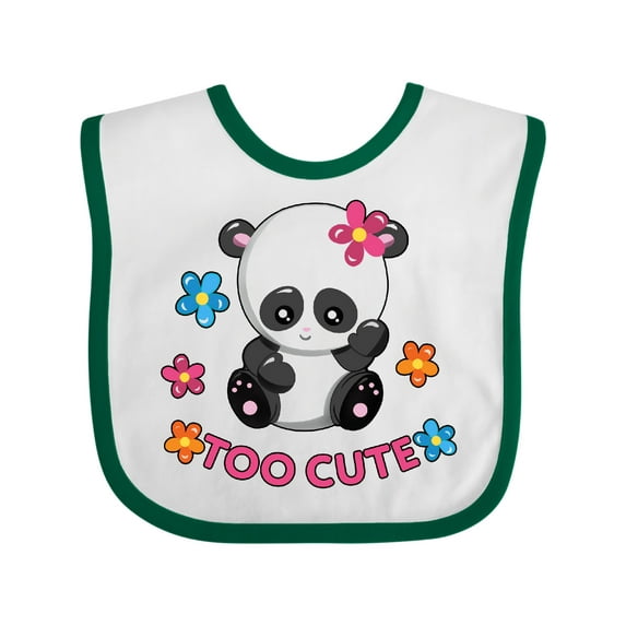 Inktastic Too Cute Baby Panda with Flowers Girls Baby Bib