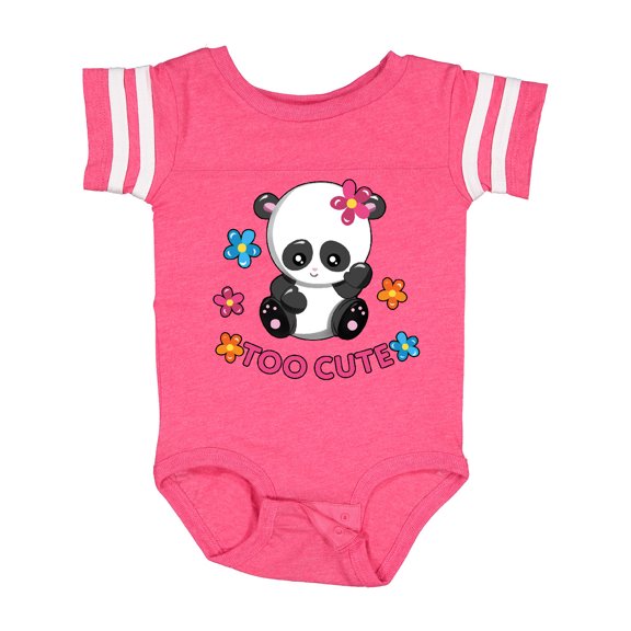 Inktastic Too Cute Baby Panda with Flowers Girls Baby Bodysuit