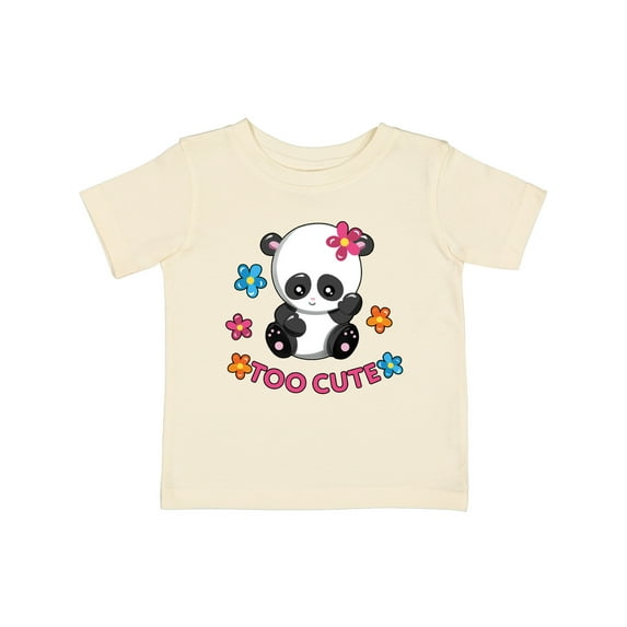 Inktastic Too Cute Baby Panda with Flowers Girls Baby T-Shirt