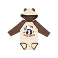 thumbnail image 1 of Inktastic Too Cute Baby Panda with Flowers Girls Long Sleeve Baby Bodysuit, 1 of 5