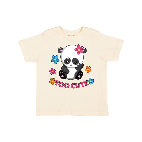Inktastic Too Cute Baby Panda with Flowers Girls Toddler T-Shirt