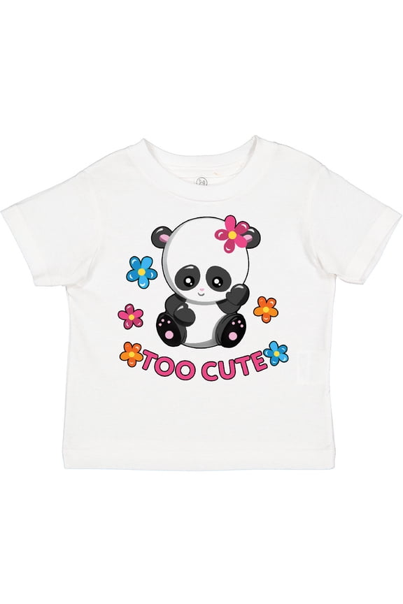 Too Cute Baby Panda with Flowers Girls Toddler T-Shirt
