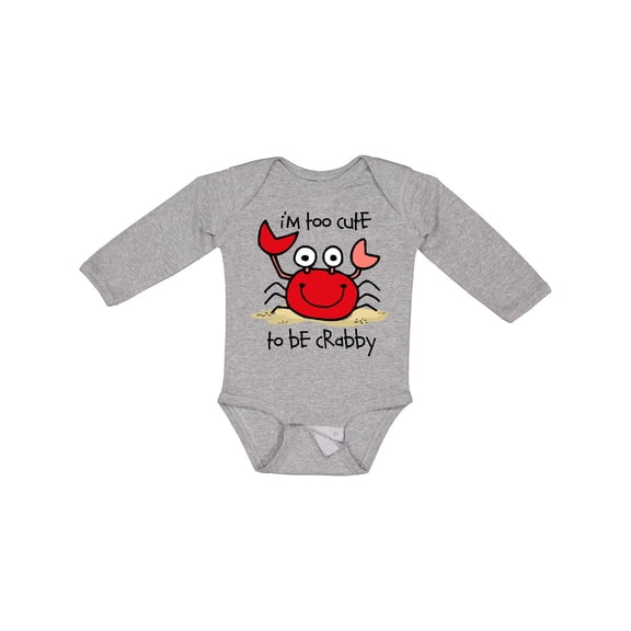 Inktastic Too Cute Crab Boys or Girls Long Sleeve Baby Bodysuit