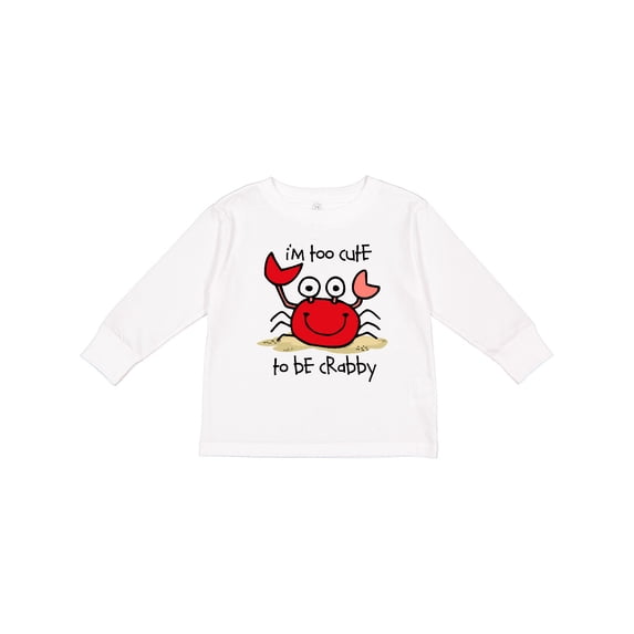Inktastic Too Cute Crab Boys or Girls Long Sleeve Toddler T-Shirt