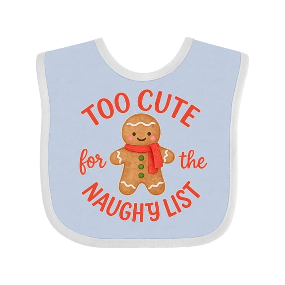 Inktastic Too Cute Naughty List Boys or Girls Baby Bib