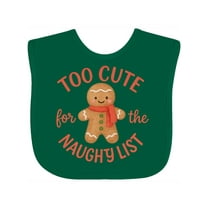 Inktastic Too Cute for the Naughty List Gingerbread Christmas Boys or Girls Baby Bib