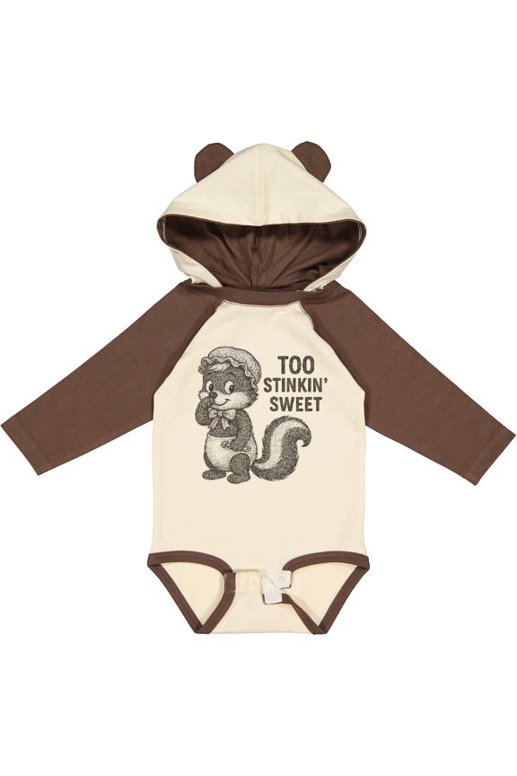 Too Stinkin' Sweet Skunk Baby Humor Boys or Girls Long Sleeve Baby Bodysuit