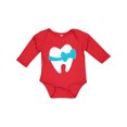 thumbnail image 1 of Inktastic Tooth with a Bow Boys or Girls Long Sleeve Baby Bodysuit, 1 of 5