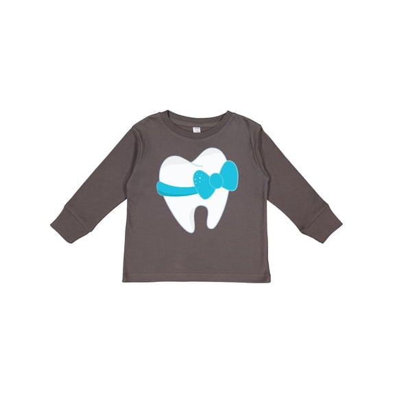 Inktastic Tooth with a bow Boys or Girls Long Sleeve Toddler T-Shirt