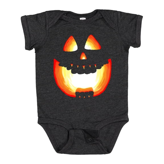 Inktastic Toothy Grin Pumpkin Face in Orange Glow Boys or Girls Baby Bodysuit