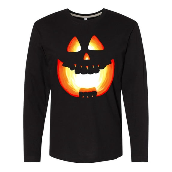 Inktastic Toothy Grin Pumpkin Face in Orange Glow Long Sleeve T-Shirt