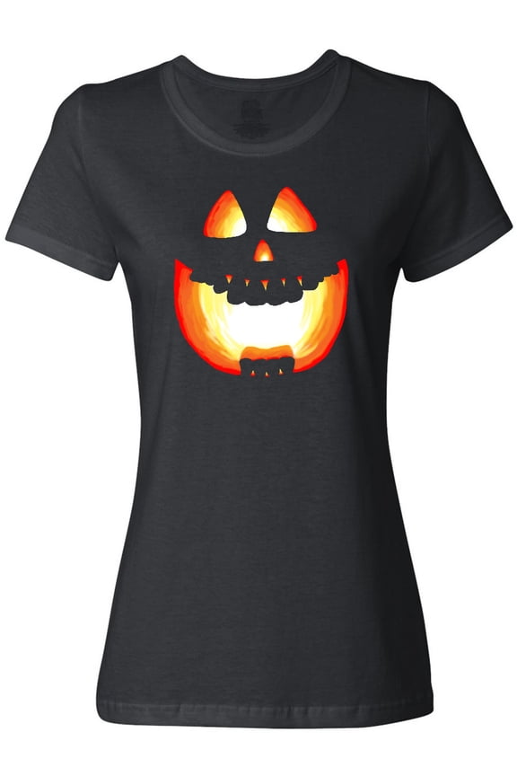 Toothy Grin Pumpkin Face in Orange Glow Women's T-Shirt