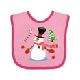 thumbnail image 1 of Inktastic Top Hat Snowman with Christmas Tree and Candy Cane Boys or Girls Baby Bib, 1 of 4
