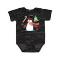 thumbnail image 1 of Inktastic Top Hat Snowman with Christmas Tree and Candy Cane Boys or Girls Baby Bodysuit, 1 of 5