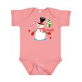 thumbnail image 1 of Inktastic Top Hat Snowman with Christmas Tree and Candy Cane Boys or Girls Baby Bodysuit, 1 of 5