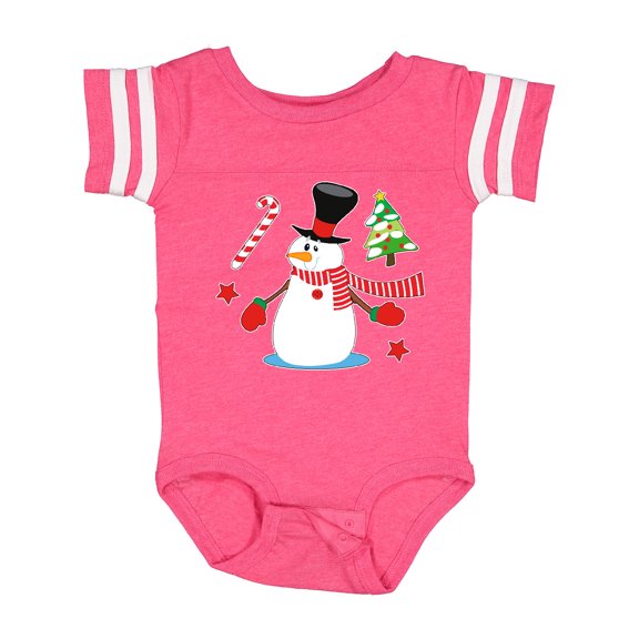Inktastic Top Hat Snowman with Christmas Tree and Candy Cane Boys or Girls Baby Bodysuit