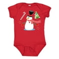 thumbnail image 1 of Inktastic Top Hat Snowman with Christmas Tree and Candy Cane Boys or Girls Baby Bodysuit, 1 of 5