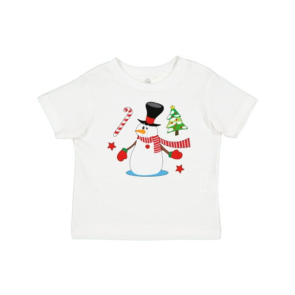Inktastic Top Hat Snowman with Christmas Tree and Candy Cane Boys or Girls Baby T-Shirt
