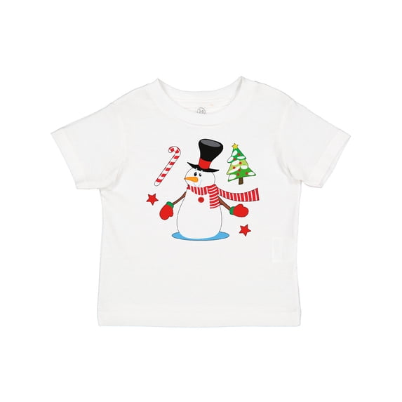 Inktastic Top Hat Snowman with Christmas Tree and Candy Cane Boys or Girls Baby T-Shirt