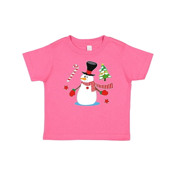 Inktastic Top Hat Snowman with Christmas Tree and Candy Cane Boys or Girls Baby T-Shirt