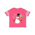 thumbnail image 1 of Inktastic Top Hat Snowman with Christmas Tree and Candy Cane Boys or Girls Toddler T-Shirt, 1 of 5