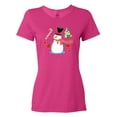thumbnail image 1 of Inktastic Top Hat Snowman with Christmas Tree and Candy Cane Women's T-Shirt, 1 of 5