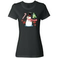 thumbnail image 1 of Inktastic Top Hat Snowman with Christmas Tree and Candy Cane Women's T-Shirt, 1 of 5