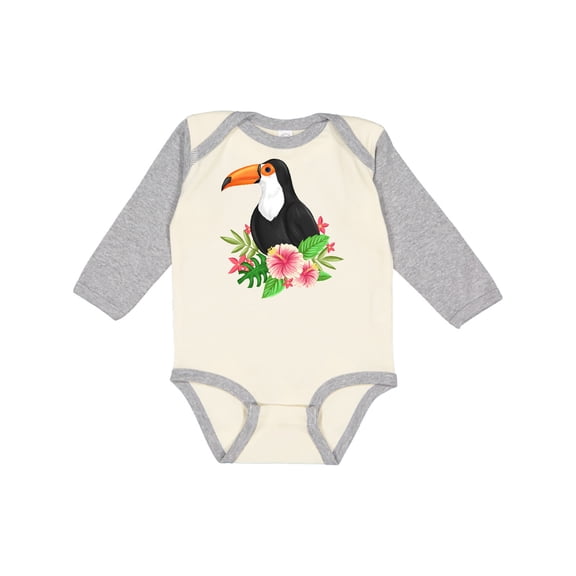 Inktastic Toucan with Hawaiian Flowers Boys or Girls Long Sleeve Baby Bodysuit