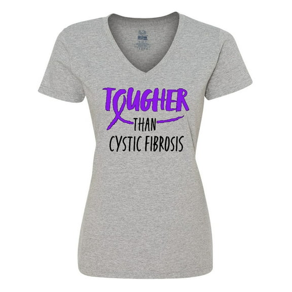 Inktastic Tougher than Cystic Fibrosis Women's V-Neck T-Shirt