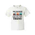 thumbnail image 1 of Inktastic Toy Train Never Have Too Many Trains Youth T-Shirt, 1 of 5