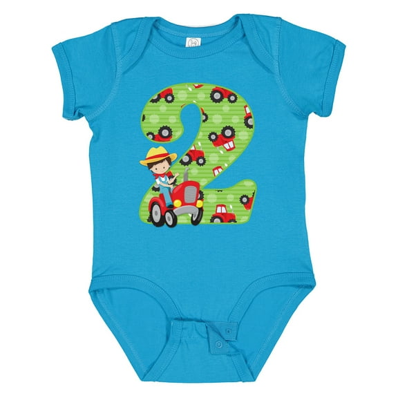 Inktastic Tractor Boy 2nd Birthday Boys Baby Bodysuit
