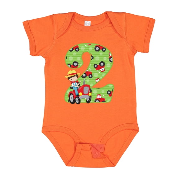 Inktastic Tractor Boy 2nd Birthday Boys Baby Bodysuit
