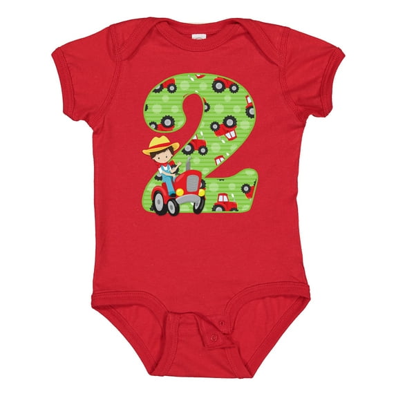 Inktastic Tractor Boy 2nd Birthday Boys Baby Bodysuit