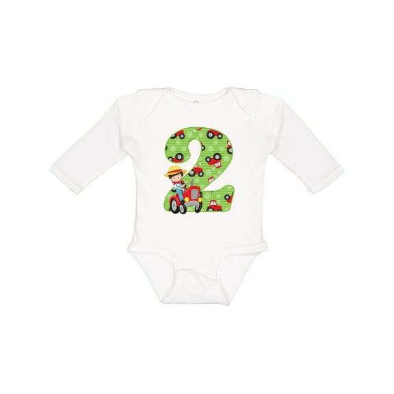 Inktastic Tractor Boy 2nd Birthday Boys Long Sleeve Baby Bodysuit