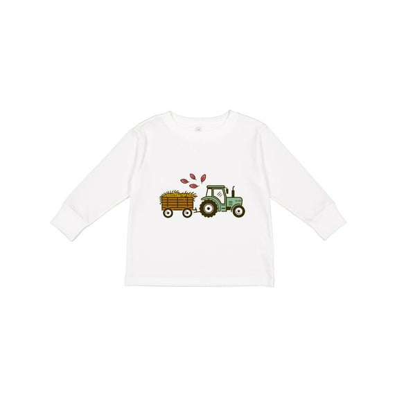 Inktastic Tractor and Hay Wagon Boys or Girls Long Sleeve Toddler T-Shirt