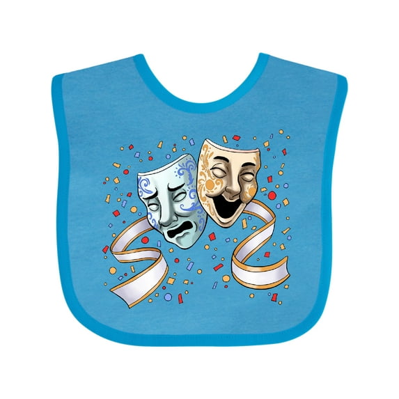 Inktastic Tragedy and Comedy Stage Masks Boys or Girls Baby Bib
