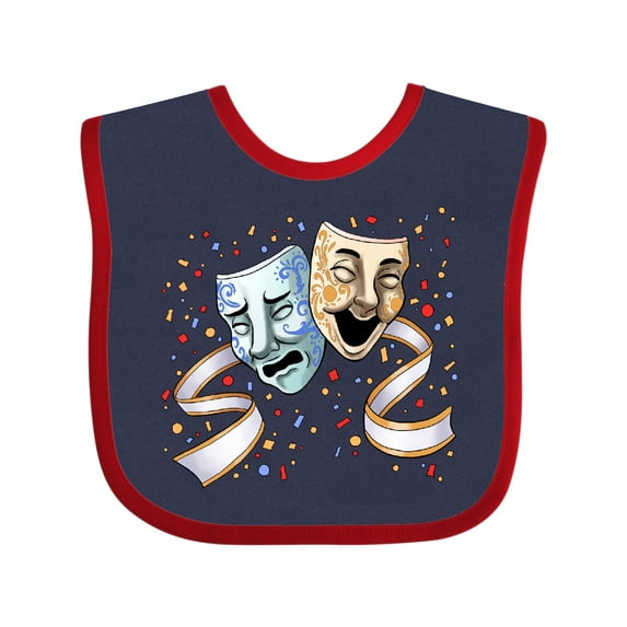 Inktastic Tragedy and Comedy Stage Masks Boys or Girls Baby Bib