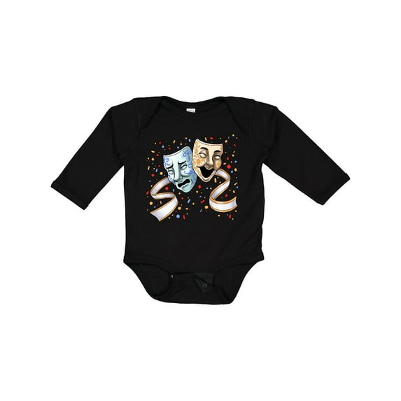 Inktastic Tragedy and Comedy Stage Masks Boys or Girls Long Sleeve Baby Bodysuit