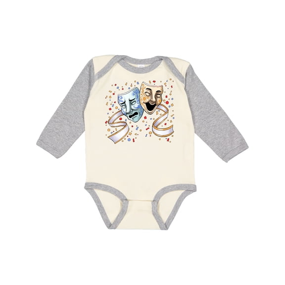 Inktastic Tragedy and Comedy Stage Masks Boys or Girls Long Sleeve Baby Bodysuit