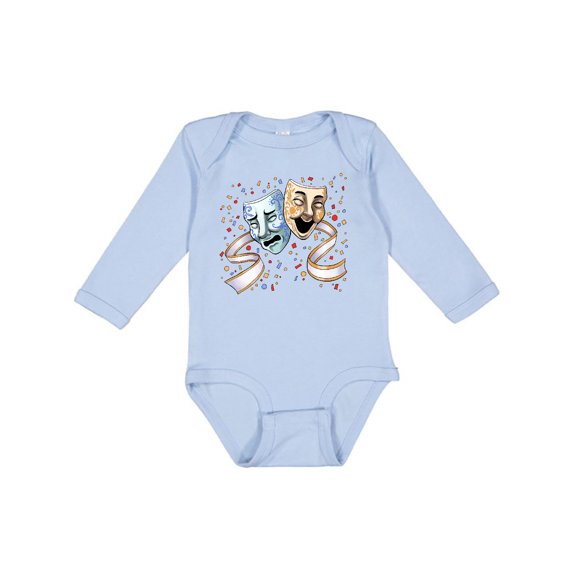 Inktastic Tragedy and Comedy Stage Masks Boys or Girls Long Sleeve Baby Bodysuit