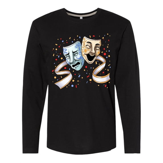 Inktastic Tragedy and Comedy Stage Masks Long Sleeve T-Shirt