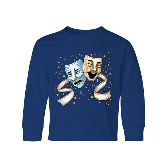 Inktastic Tragedy and Comedy Stage Masks Long Sleeve Youth T-Shirt